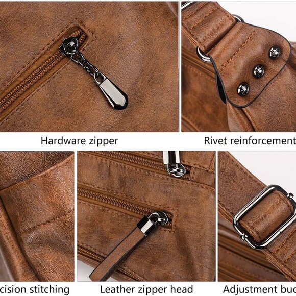 Brand New Crossbody Bag Women PU Leather Multi Pockets Stylish - Picture 3 of 6